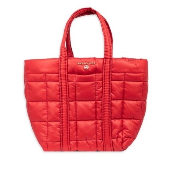 Michael Kors Stirling Small Quilted Recycled Polyester Tote Bag - Red $258 - Picture 2 of 11
